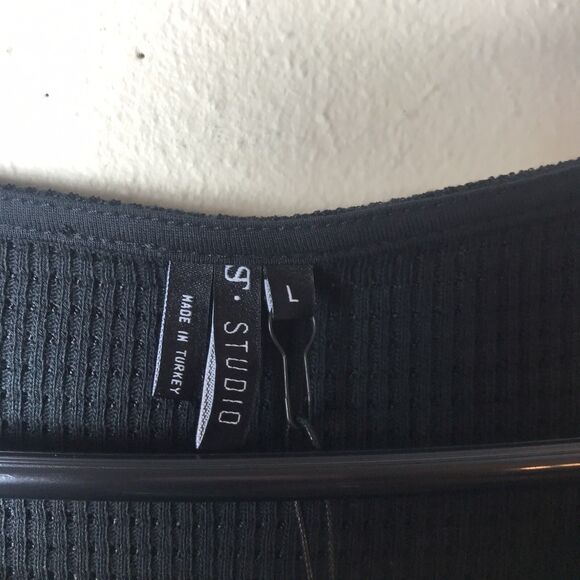 ST. STUDIO Women's Black  Straight  Jersey Ribbed 3/4 Sleeves Dress Size L - Picture 8 of 10